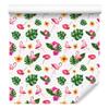 Flamingos wallpaper white, powder pink, green and cream 50x1000