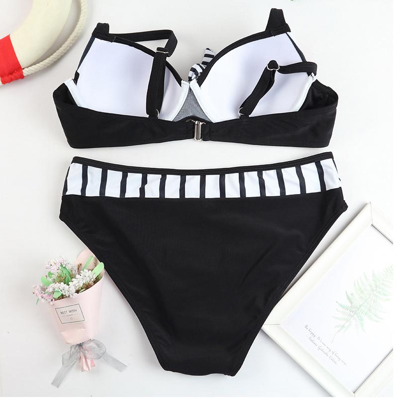 Two Pieces Sets Women Clothing Suit Separates Swimwear Womens Padded Push-up Bra Bikini Set Swimsuit Bathing Suit Patterns Stripe Beachwear