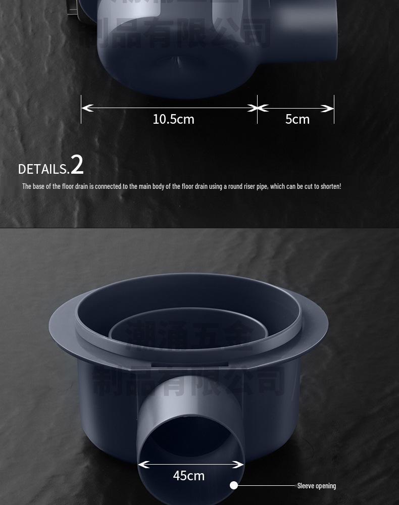 304 Stainless Steel European-Style Large Capacity Square Floor Drain with Sliding Side Drain.