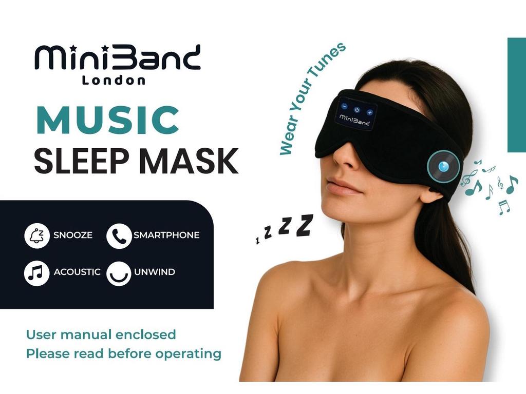 Bluetooth 5.3 Music Eye Mask with Stereo Sound and Light Blocking for Sleep Aid and Eye Protection.