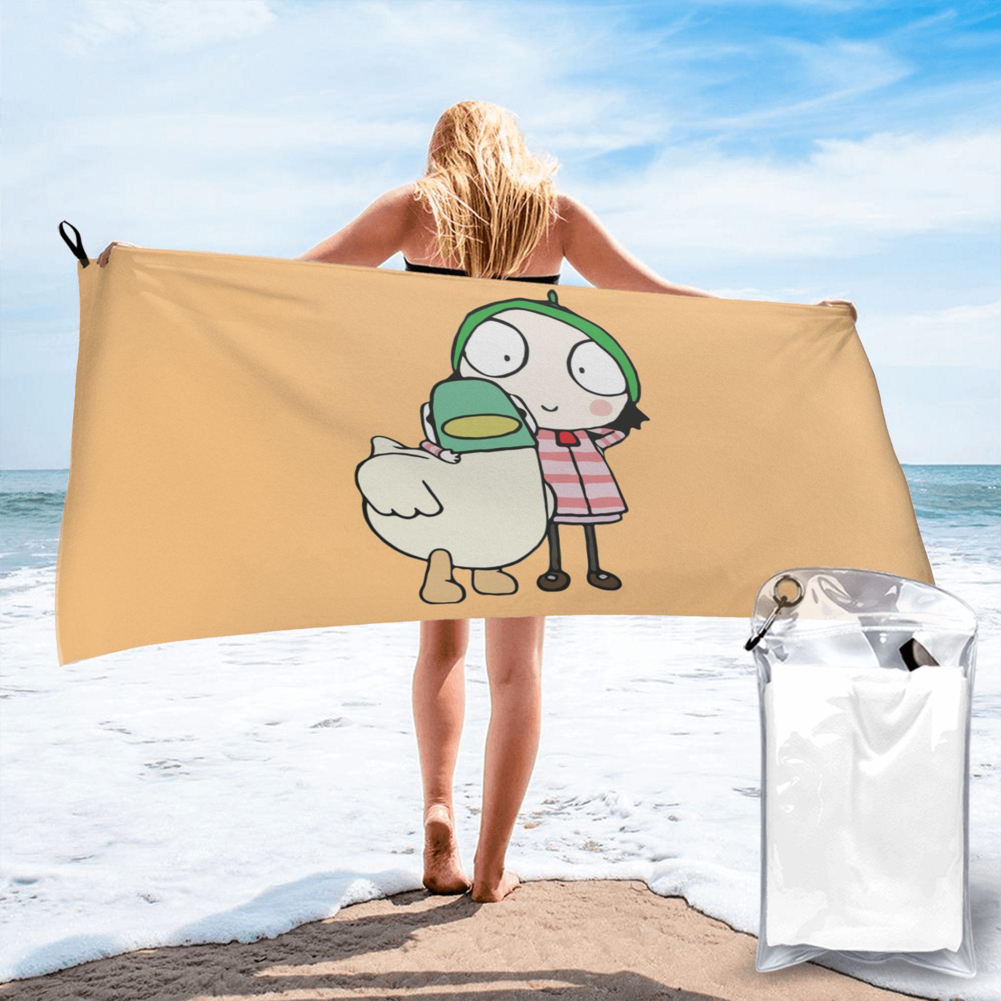 Sarah and Duck having fun Beach Towel Soft Microfiber Quick Dry Absorbent Quick Towels For Swimming W40*H60(CM)
