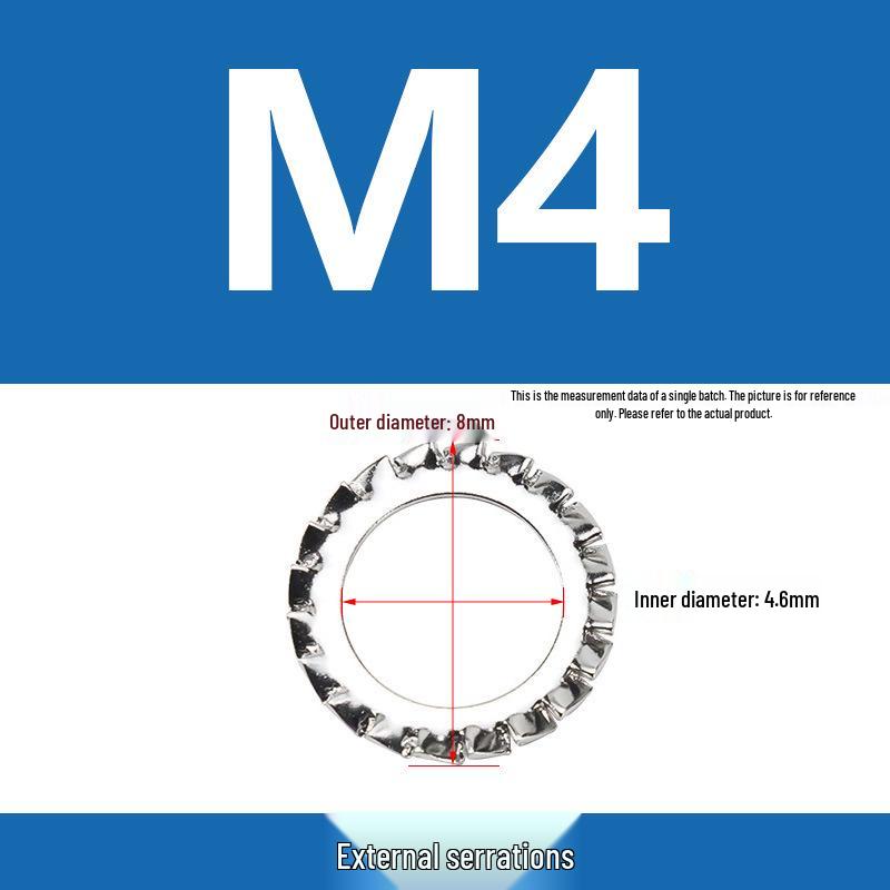304 Stainless Steel Serrated Lock Washer with Anti-slip Teeth.