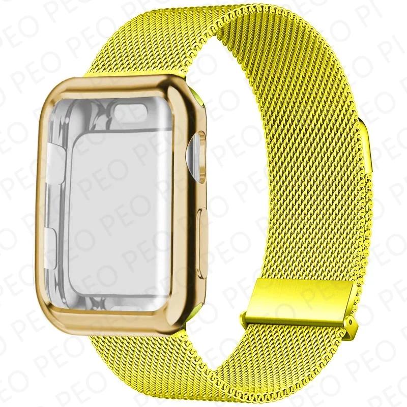 Case+Milanese Loop For Apple Watch Band 44mm 38mm-42mm-40mm Metal Magnetic bands iwatch Series 9 8 7 6 5 4 3 SE 45mm 41mm Strap