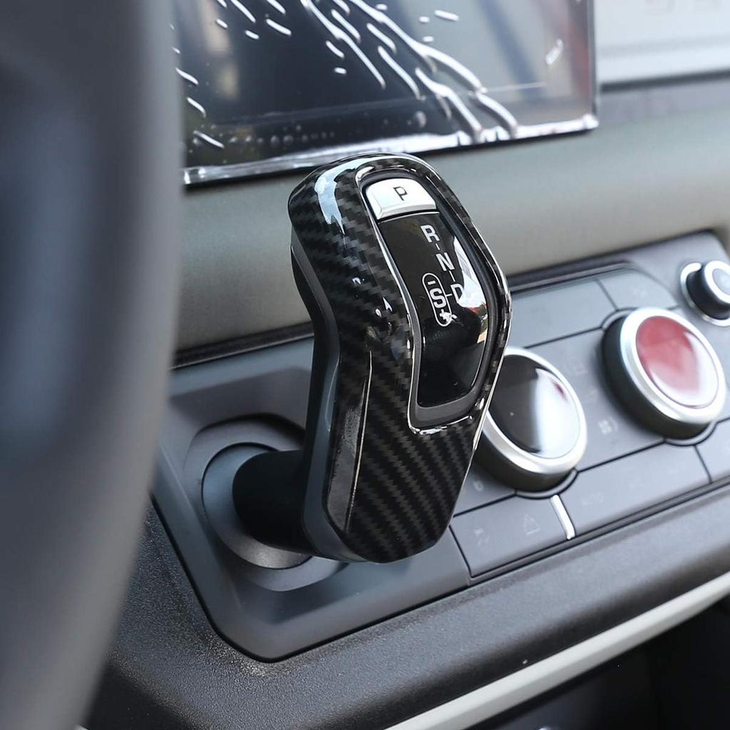 ABS Plastic Car Center Console Gear Shift Knob Cover Trim for Land Rover Defender 110 2020 (Carbon Fiber Style)