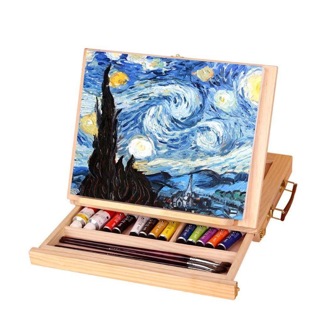 Adjustable Art Support Rack with Drawer Painting Stand Artist Easel Desktop Oil Painting