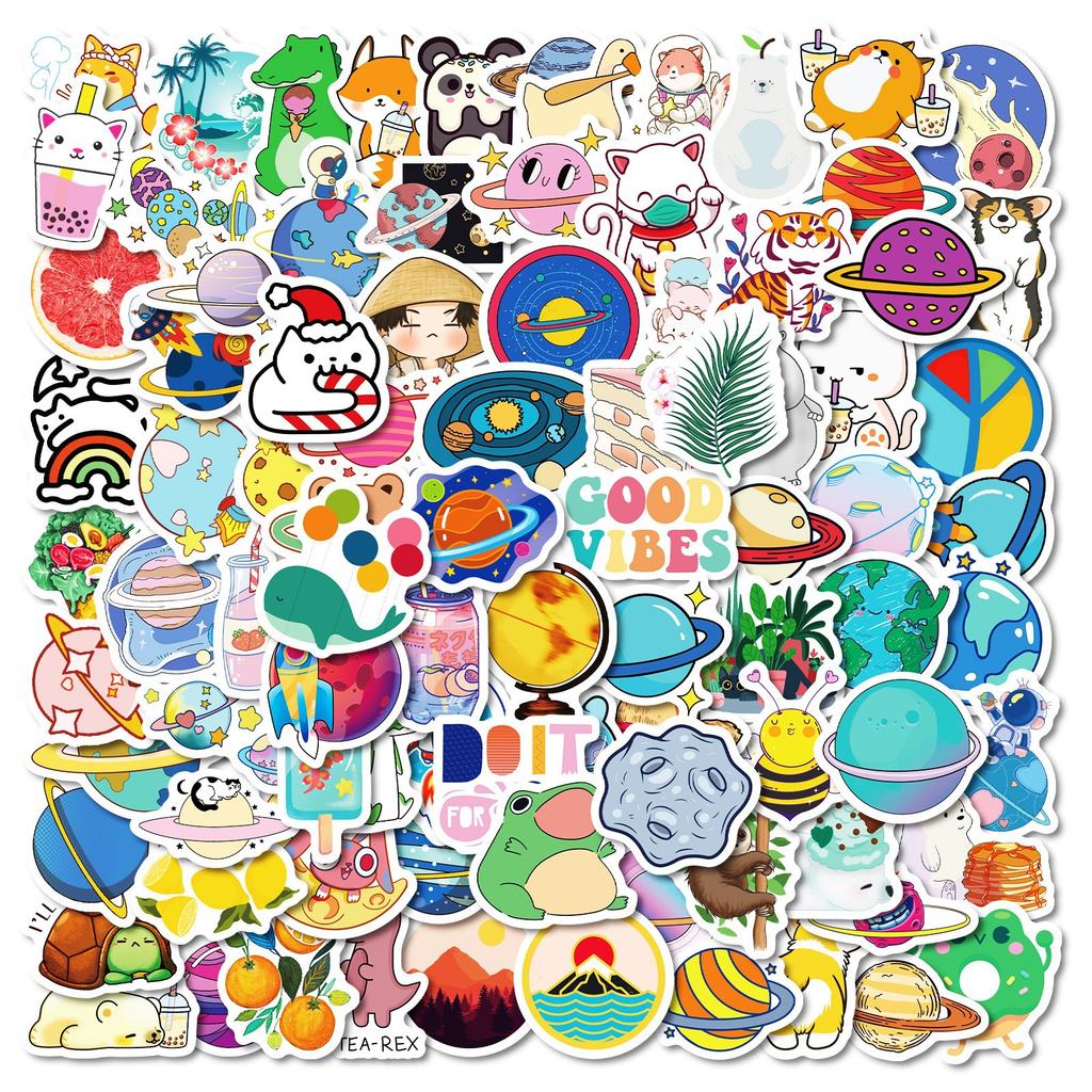 100 Ins Small Size 4CM Graffiti Stickers Cartoon Hand-painted Stickers Waterproof Decoration