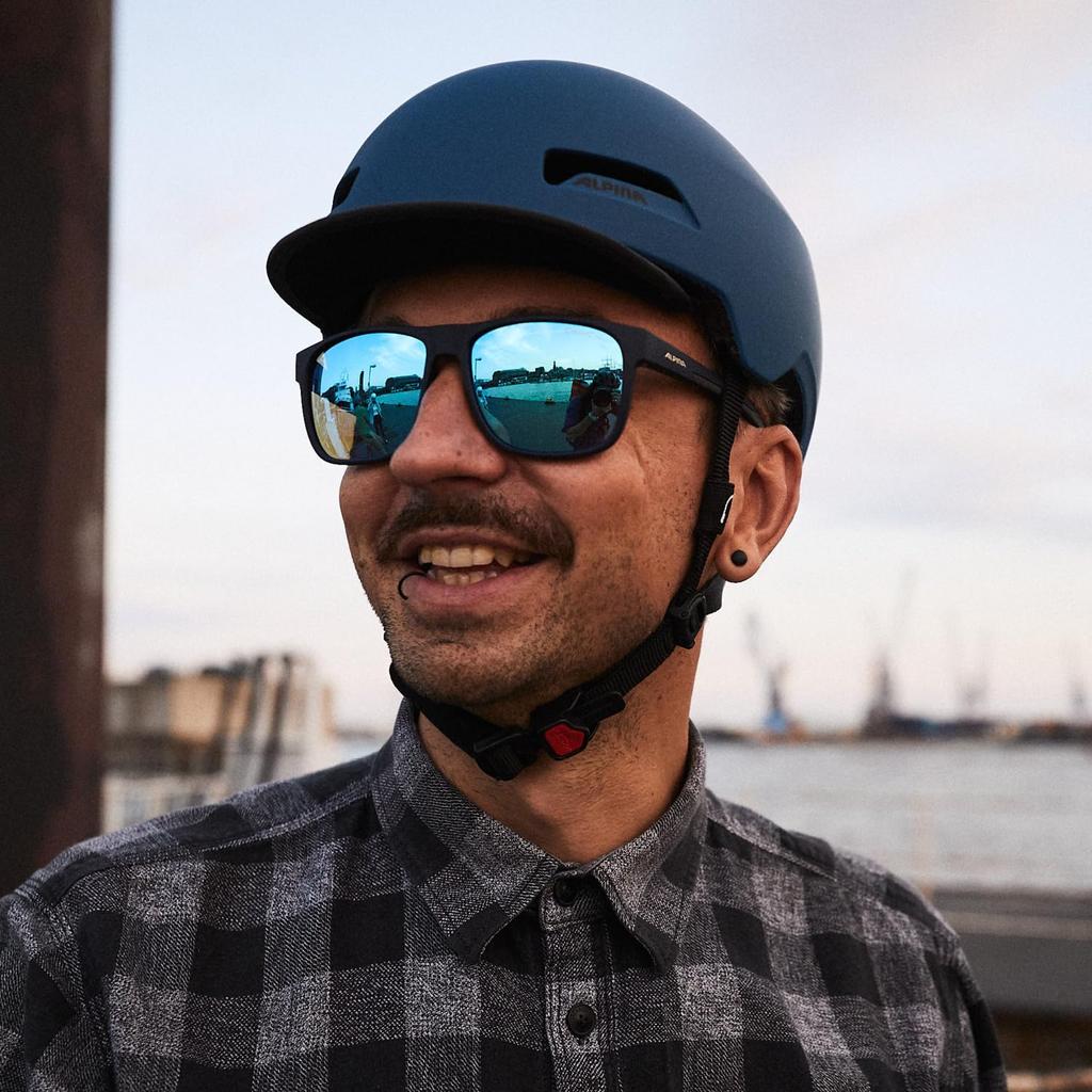 ALPINA Brooklyn Bicycle Helmet with Fabric Visor and LED CE Fits cm Light, Certified, 57-61