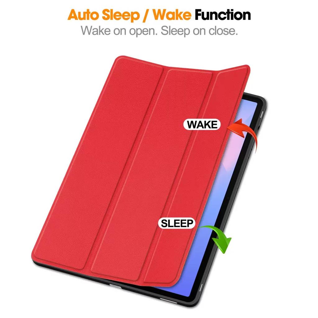 Trifold Stand Slim TPU Leather Magnetic Smart Flip Case for Samsung Galaxy Tab S10 Fe Plus 13.1 Inch SM-X620 With Pen Holder