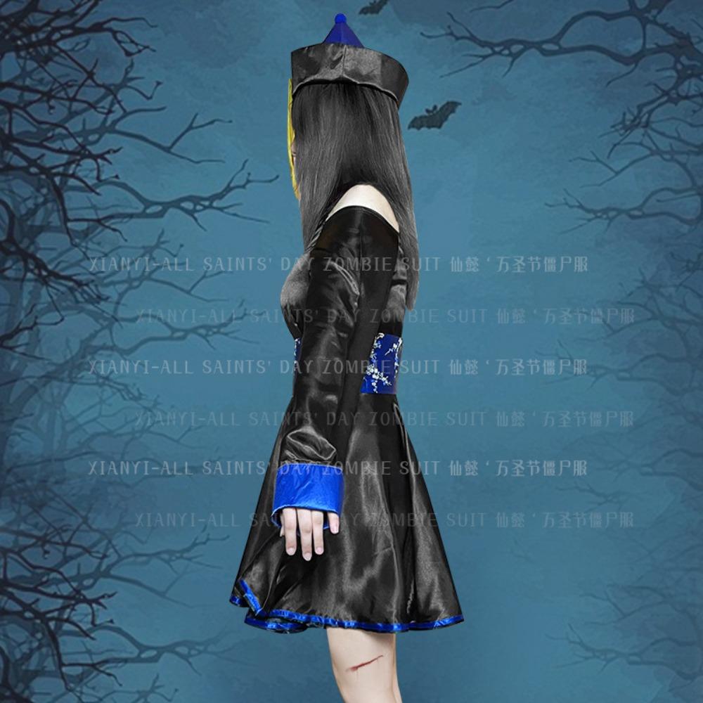 Xian Yi Chinese Vampire Vintage Print Halloween Cosplay Funny Party Zombie Costume Dress 019
