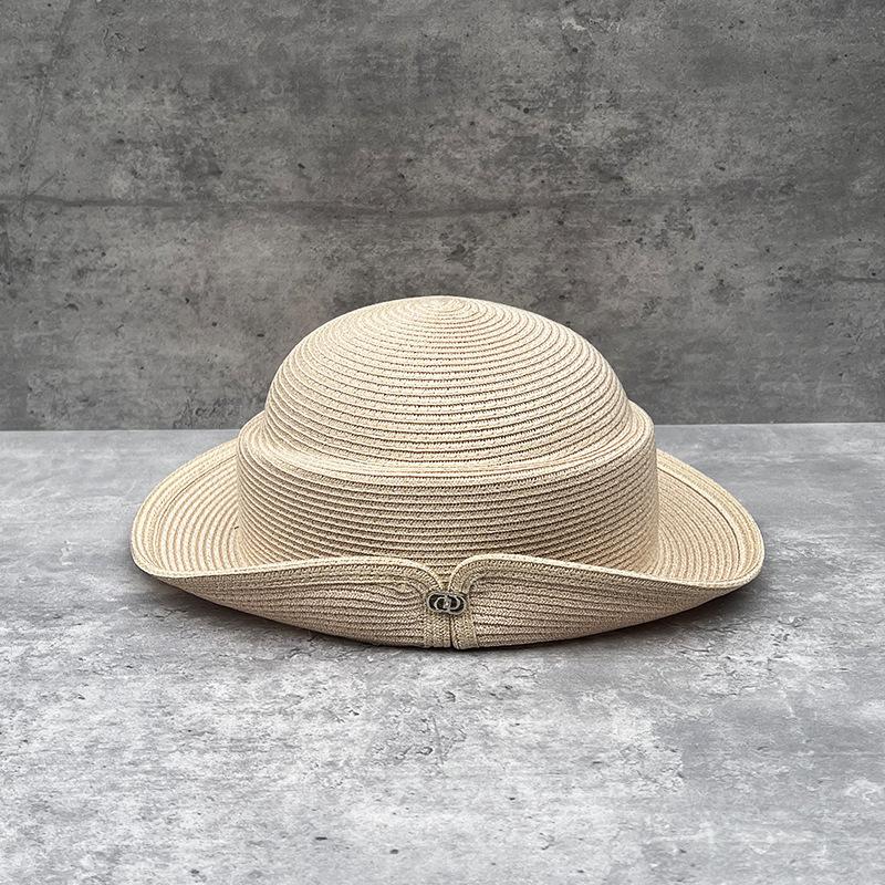 Summer Temperament Hepburn Wind Bucket Hat Fine Straw French Style Foreign Style Top Hat Basin Hat Female Elegant Straw Hat