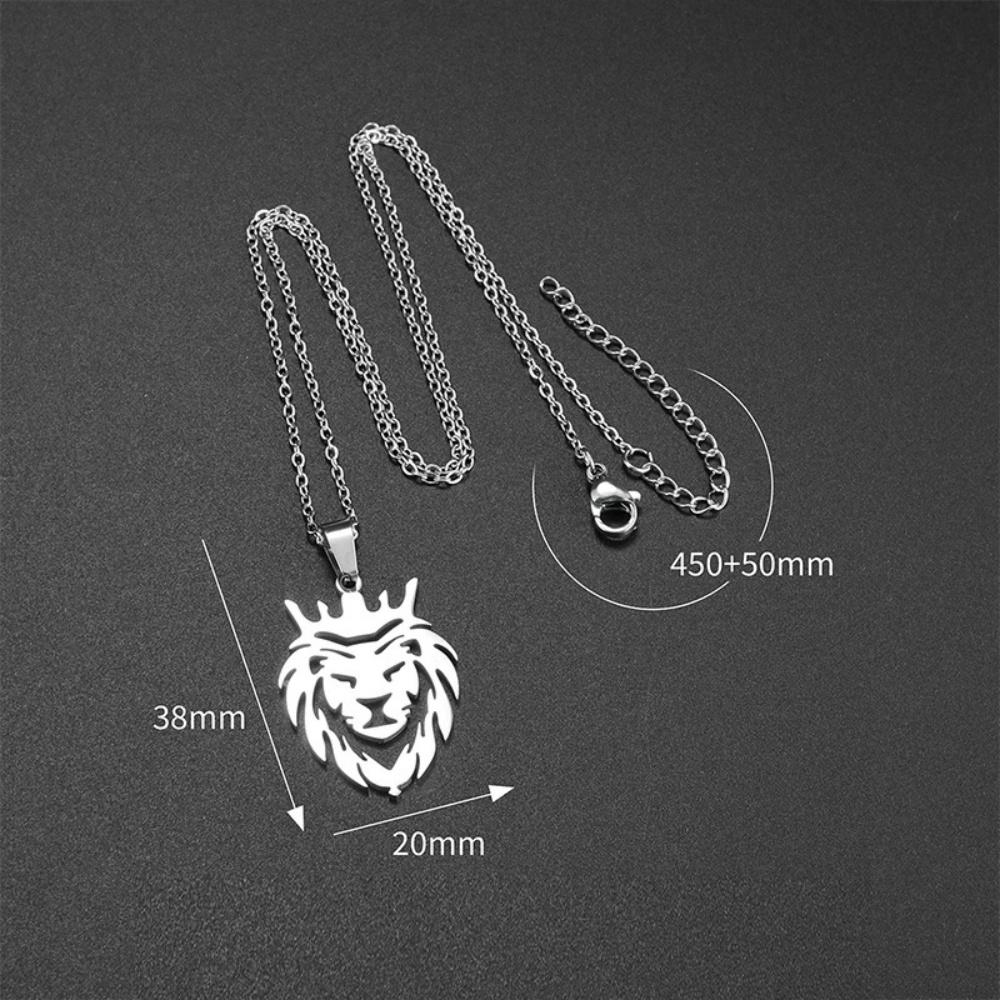 Stainless Steel Hollow Lion Head Pendant Necklace Hip-Hop Trend Domineering Street Style Versatile Accessory Wholesale