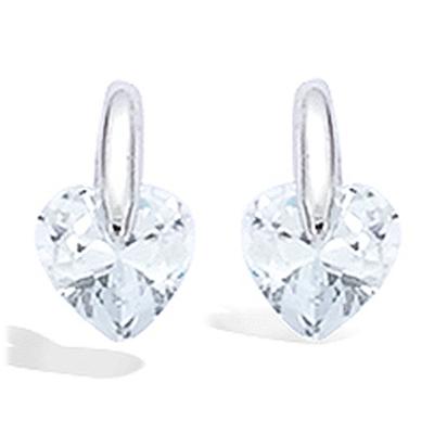 [F6169] - Silver 'Crystal Heart' Silver Earrings (rhodium-plated) - 10x7 Mm