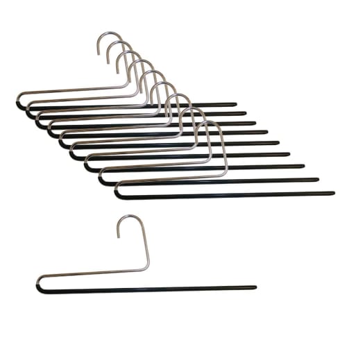 MAWA No-Slip Hangers for Pants, Long Skirts, and Stoles, Single, KH35/U, 10-Piece Set, Black, 10-Year Warranty