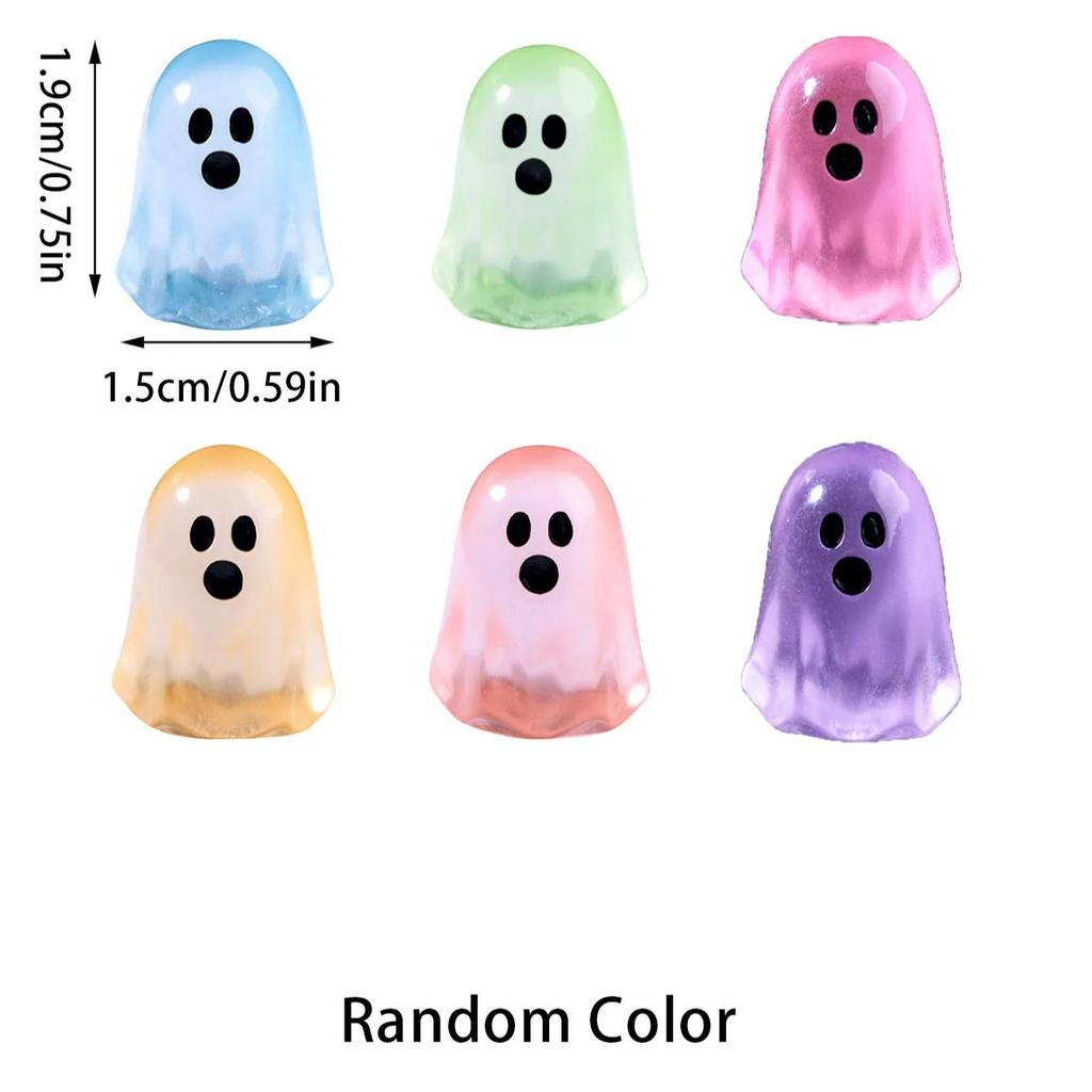 10 / 20pcs Luminous Multicolor Halloween Mini Resin Ghost Glow in The Dark Miniature Ghost Figurines Tiny Ghost Ornaments