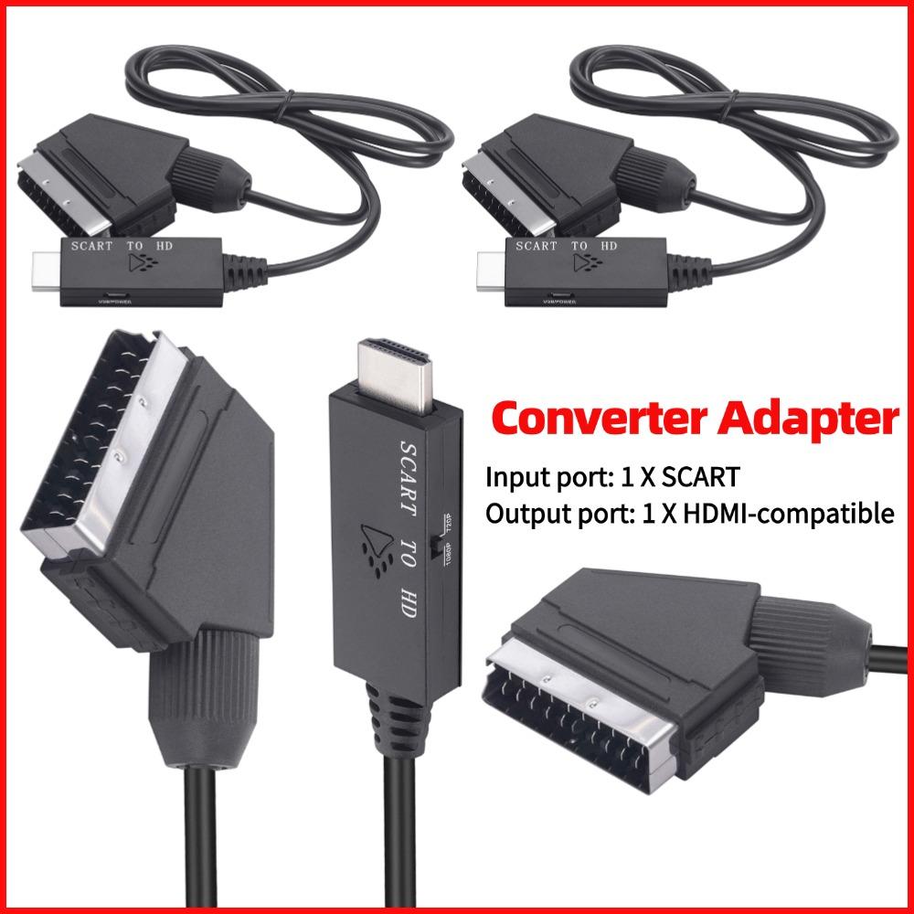 1080P SCART to HDMI-compatible Video Audio Converter Adapter Cable DC 5V Micro USB Cable for HDTV/DVD Set-top Box Accessories