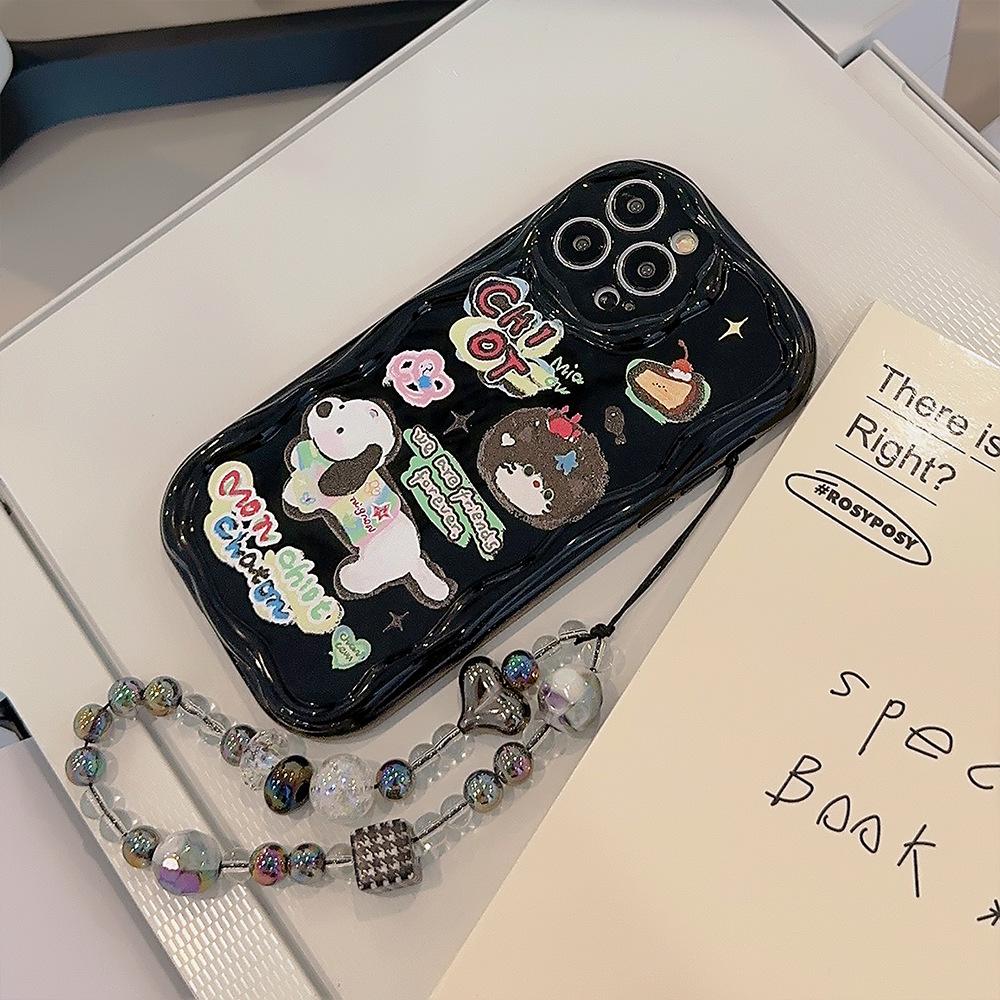 Anwendbar auf Apple 13 Handyhülle IPhone 14 ProMax Ölgemälde Graffiti Welpe XR Süß Cool 11 Armband 12 Weich 15