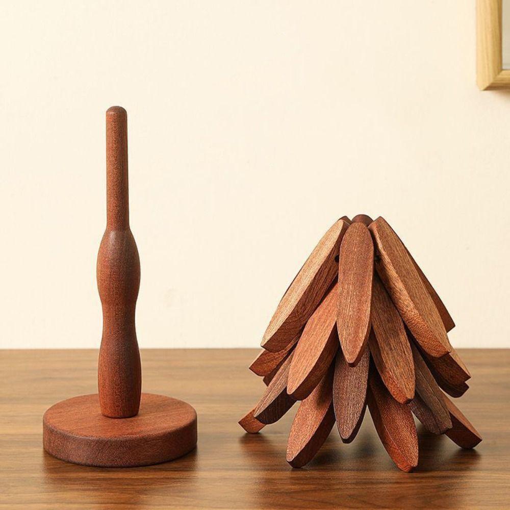 Foldable Wooden Trivets Anti Scald Insulation Pads Multifunctional Christmas Tree Coaster  Kitchen