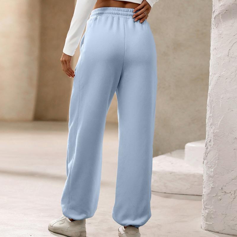 Autumn Winter Pocket Trousers Women's Sports Pants Casual Elastic Waist Solid Long Pants & Capris
