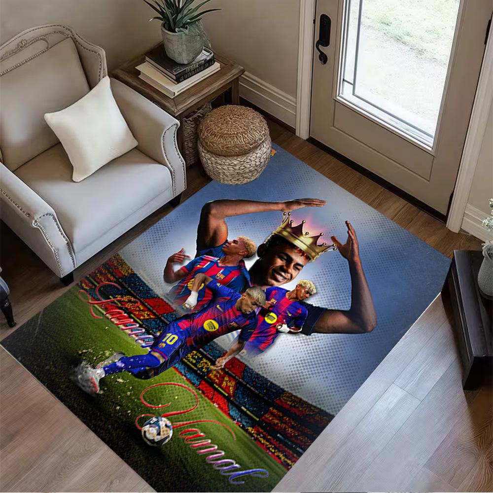 Lamine Yamal's Dynamic Soccer Celebration Area Rug Suitable for Kitchen Hallway Decorate room Dining Room Anti-slip Rug Anime Office Decor