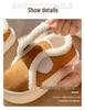 Women's Retro Velcro Cotton Slippers - Non-Slip, Warm Velvet, Full Heel for Autumn/Winter.