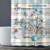 Blue and White Daisy Watercolor Flower Waterproof Bathroom Shower Curtain (with 12 Hooks) 72x 72 Inch Blue Butterfly Pastoral Style
