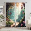 2 Piece Forest Butterfly Pattern Curtains   Dreamy Healing Curtains   Sunshade and Privacy-protecting Pole-style Curtains