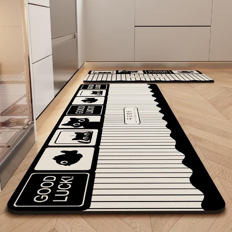 Cartoon soft diatom mud floor mat kitchen floor mat household non-slip absorbent mat door dirt-resistant foot pad diatom mud