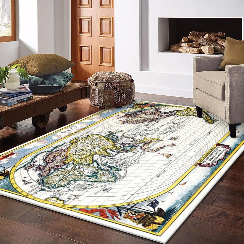 

World Map Living Room Rug Soft and Non Slip Large Carpet Office Study Retro Art Decoration Mat Very Fashionable and Beautiful 40X60CM