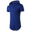 Men's T-shirt Hooded Zipper Decoration Medium Long Round Neck Base T-shirt