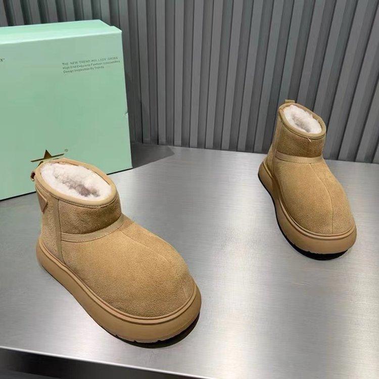 European Station 2025 Winter New Kapibara Frosted Leather Thickened Snow Cotton Boots Bread Shoes Small Women's Shoes