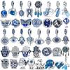 Charms Fit Pan Original Bracelet Blue Plata Of Ley 925 Ocean Series Charms Bracelet DIY Bead Jewelry Making 100% S925
