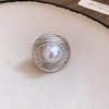 Gold Plated Zircon Pearl Glass Tassel Open Ring - Luxury Statement Piece Ring