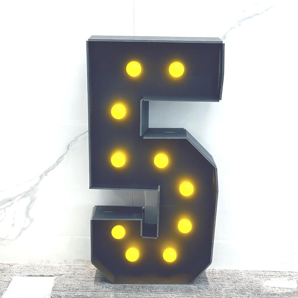 With Yellow Light Black 3FT 91.5cm Marquee Numbers – Fits Birthdays, Anniversaries, Back-to-School & Retirements – Adorn with Balloons/Flowers