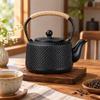 Enameled Cast-Iron Teapot Enamel Interior Textured Matte for