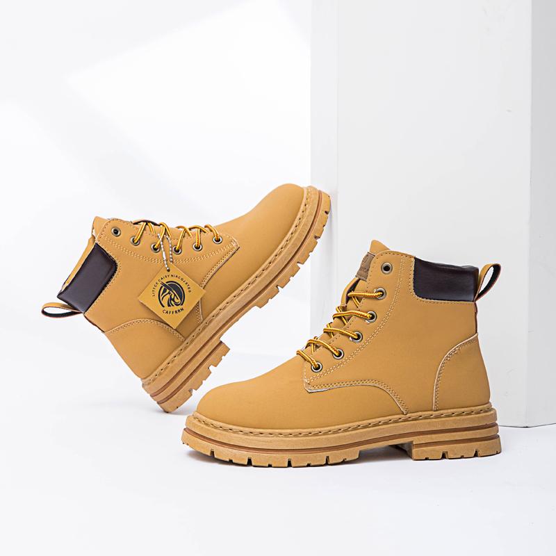 Herrenstiefel Frühling und Herbst Outdoor Freizeitstiefel Arbeitsstiefel Mode Vielseitig Weiche Sohle Komfort Lederstiefel Hohe Stiefel