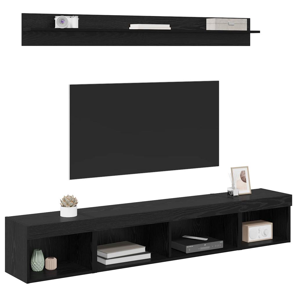TV Wall Shelf Set 5 pcs Black Oak Effect Particleboard