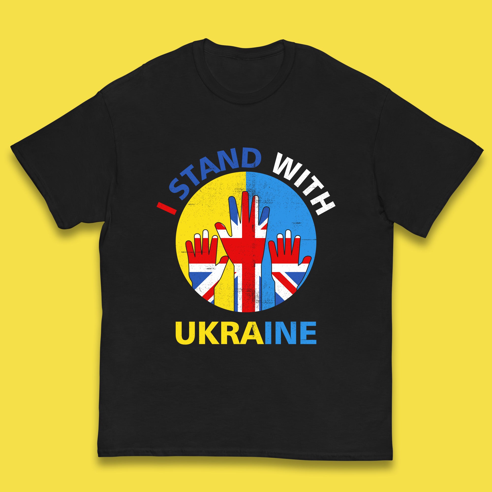 

Peace Ukraine I Stand With Ukraine Ukrainian Support United Kingdom British Flag Kids T Shirt 100