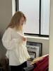 Korean Style 2026 Spring Waist-Cinching Lace Tie-Up Open Back Elegant Shirt