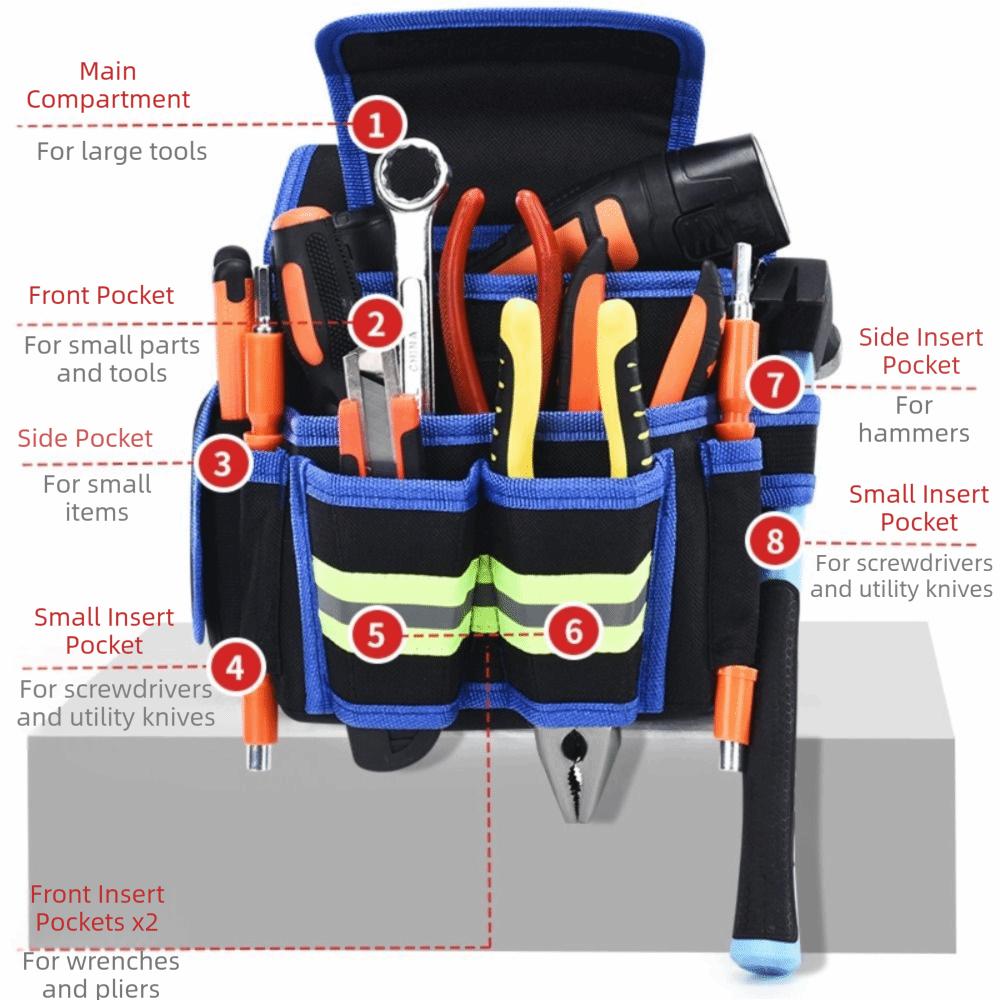 Large-Sized Electrician's Tool Bag One-Piece Design Tool Waist Bag Thickened Waist Bag  Electrician