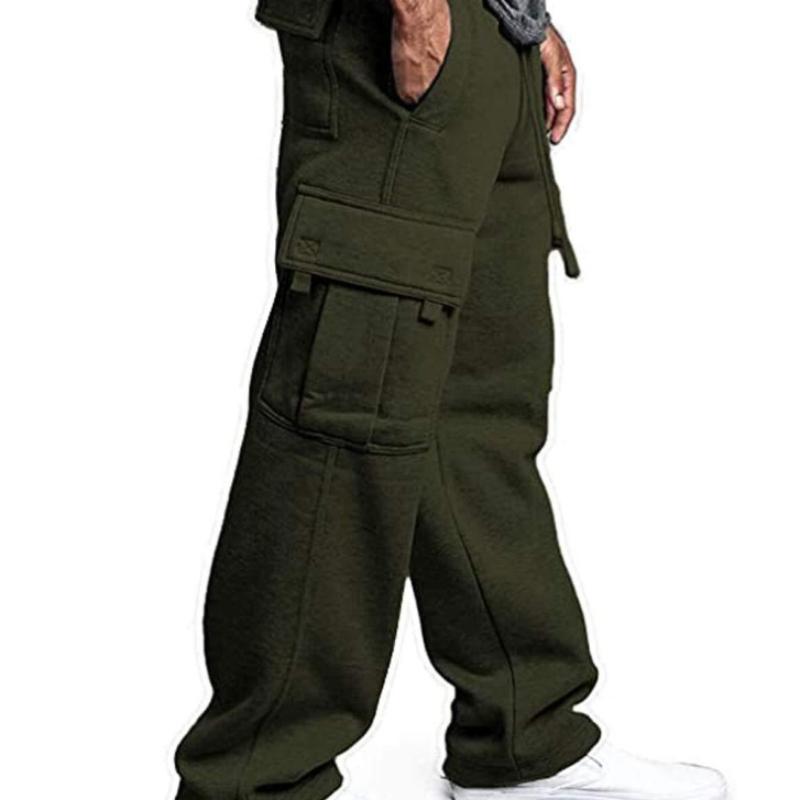Męskie spodnie dresowe o prostym kroju do uprawiania sportu i mody ulicznej Luźne, ponadgabarytowe długie spodnie ze sznurkiem Męskie spodnie z wieloma kieszeniami