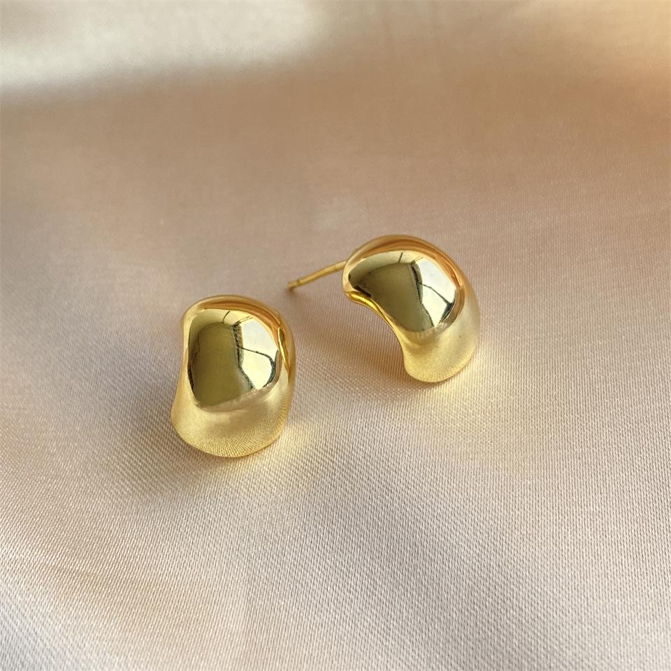 

French Niche Matte Texture Clip-On Earrings for Non-Pierced Ears Gold Plated