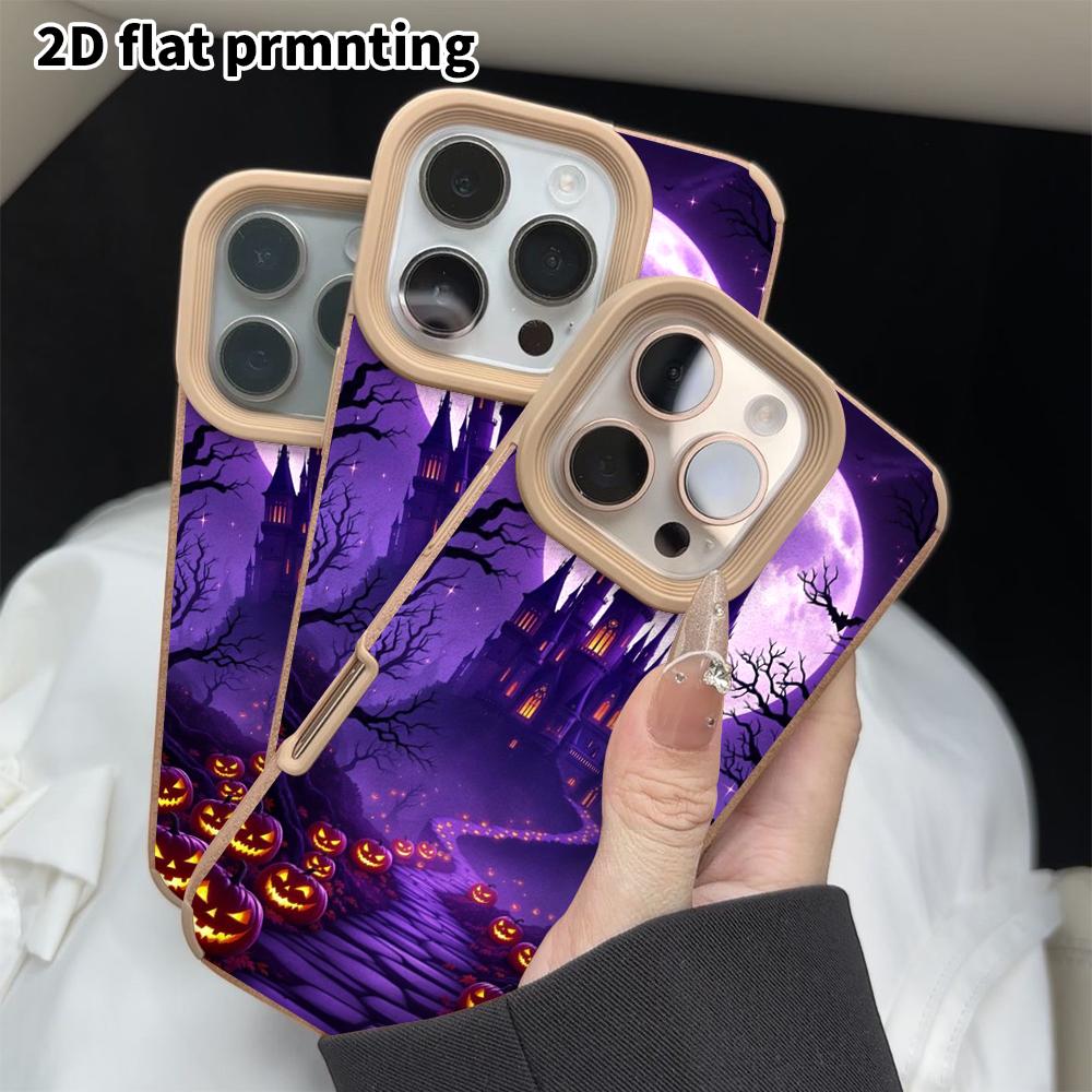 Phone Case: 2D flat lambskin suitable for iPhone 18, 17, 16, 15, 14, 13Pro protective case, deep purple night sky, Christmas and Halloween gift