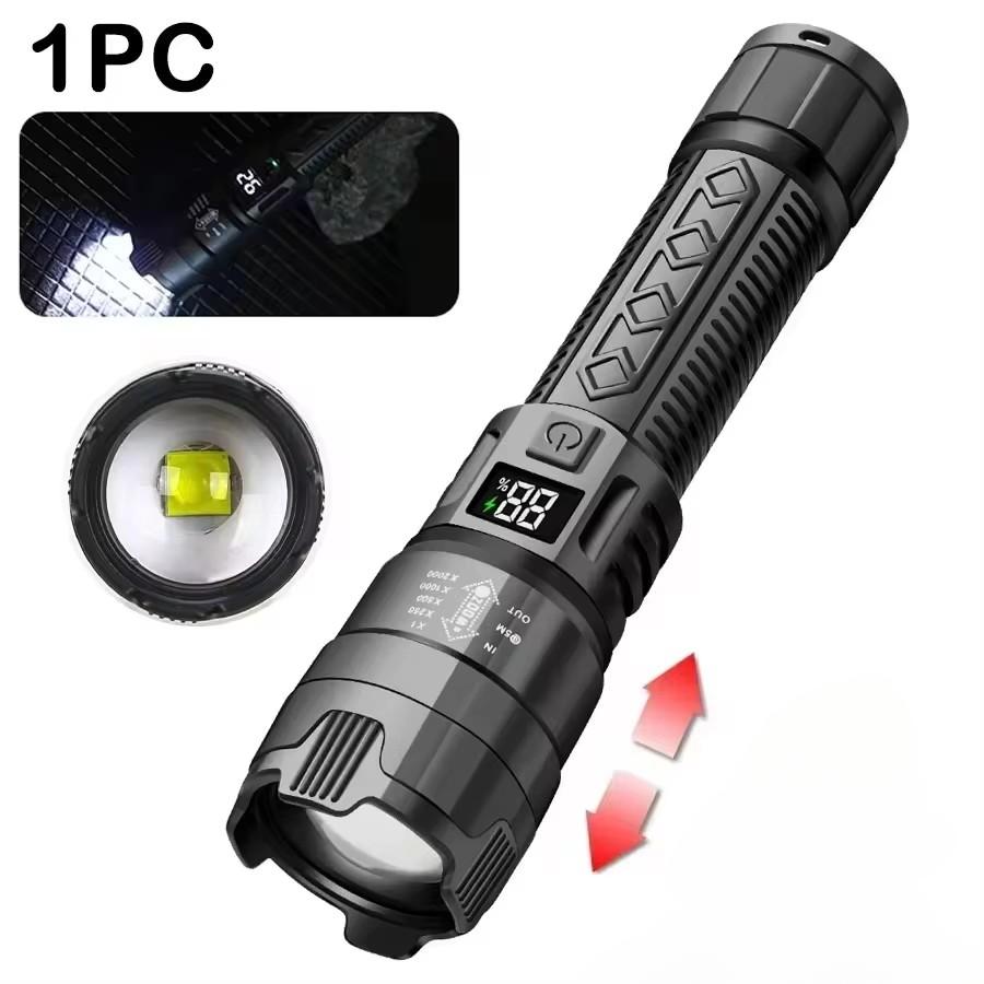 Super Bright LED Flashlight with Built-in 1200mAh Battery Charging Outdoor Camping Lighting Torch Night Fishing Hunting Lantern