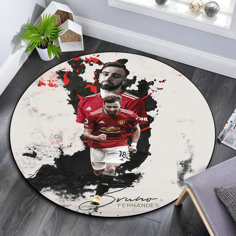Bruno Fernandes pattern round rug,Carpet Rug for Living Room Bedroom Playroom ,Non-slip Floor Mat,Holiday Gifts and Birthday Gifts.