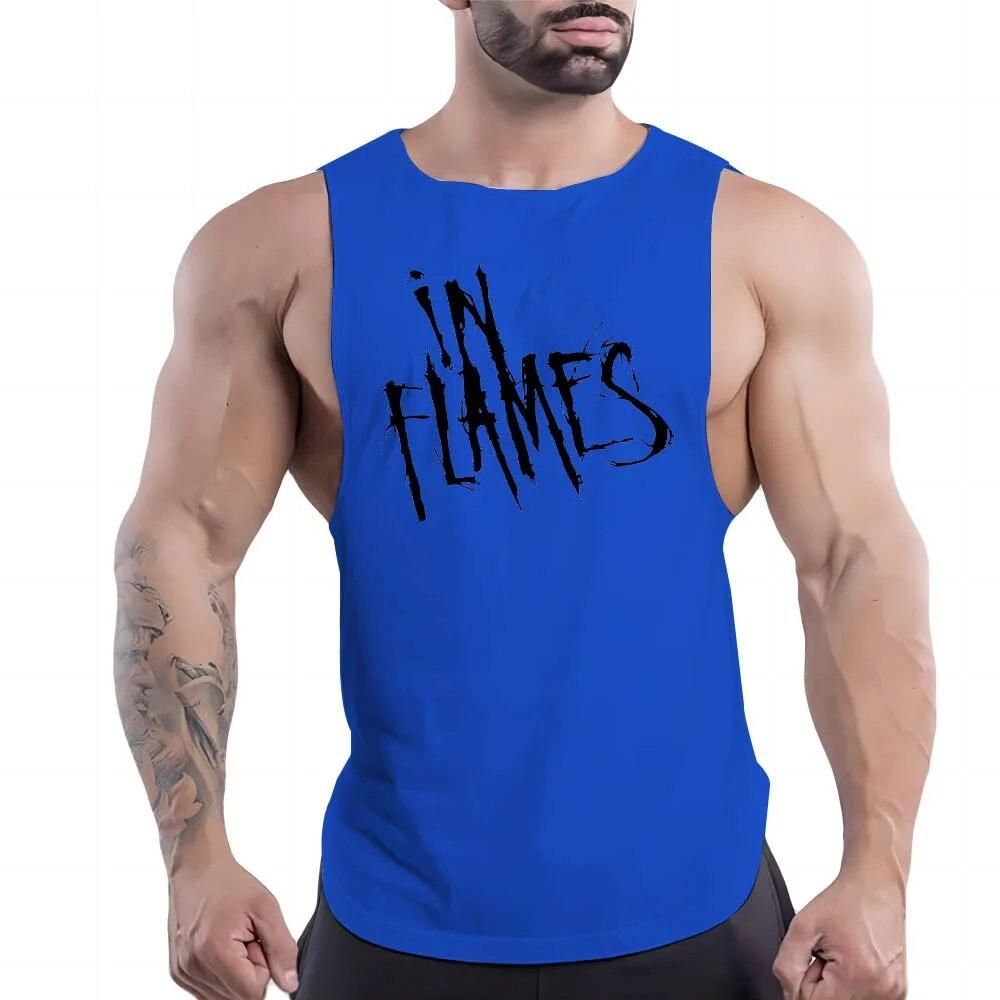 Summer Men'S Round Neck Fitness Vest English Letter Printed Men'S Outdoor Comfortable Breathable Lightweight Shirt Quick Dry