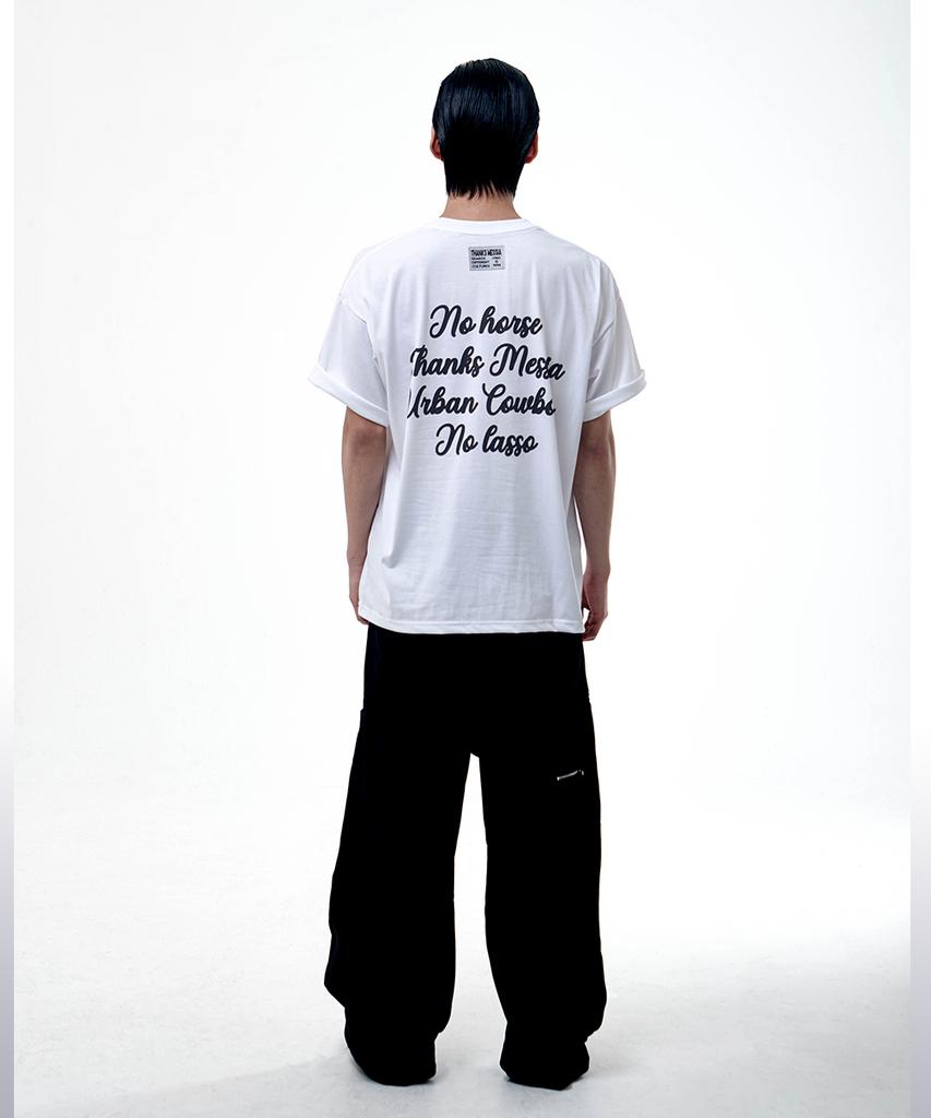 THANKS MESSIA Handwritten Cowboy Tshirt-White