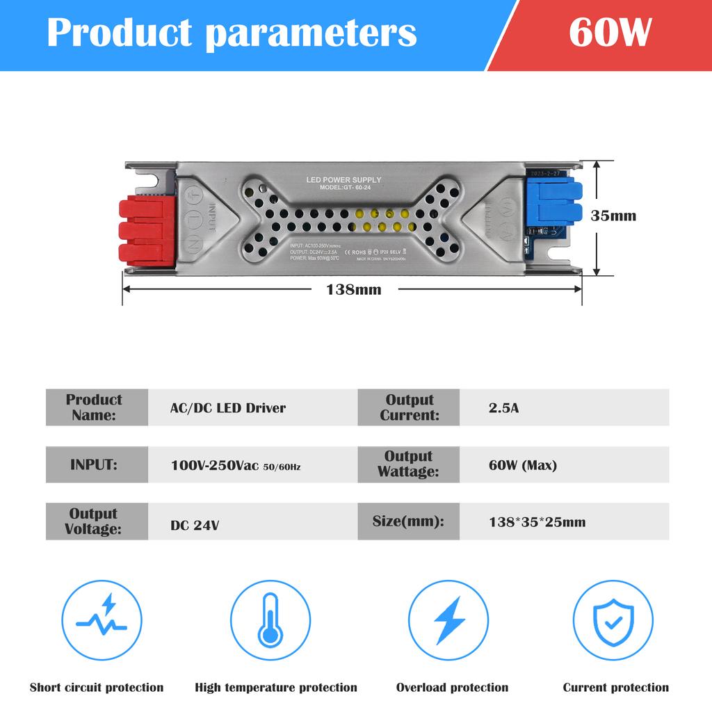 Ultra Thin Lighting Transformer 110V 220V To 12V 24V 60W 100W 200W 300W 400W Heat Dissipation Power Supply For LED Strip Adapter