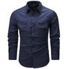 New Men's Long-sleeved Shirt Autumn and Winter Middle-aged and Young Casual Work Jacket Fashionable Solid Color Shirt Top