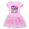 Girls Kpop Mira Zoey Rumi Hunters Print Round Neck Cotton Mesh Dress
