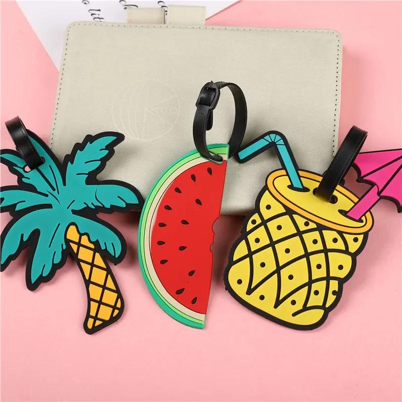 Silica Gel Cartoon Fruit Luggage Tags Suitcase ID Address Label Holder Baggage Boarding Tags Women Men Travel Accessories